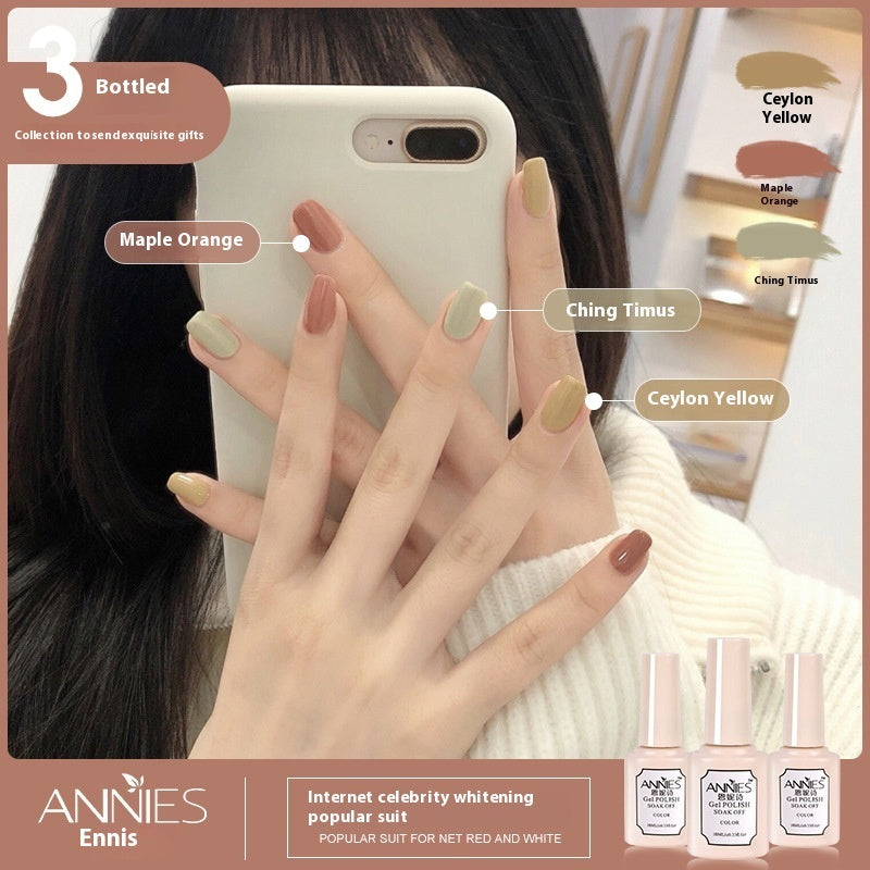 Annies Ennis Women's Three-color New Ice Jelly Nude Color Gel Nail Polish Suit