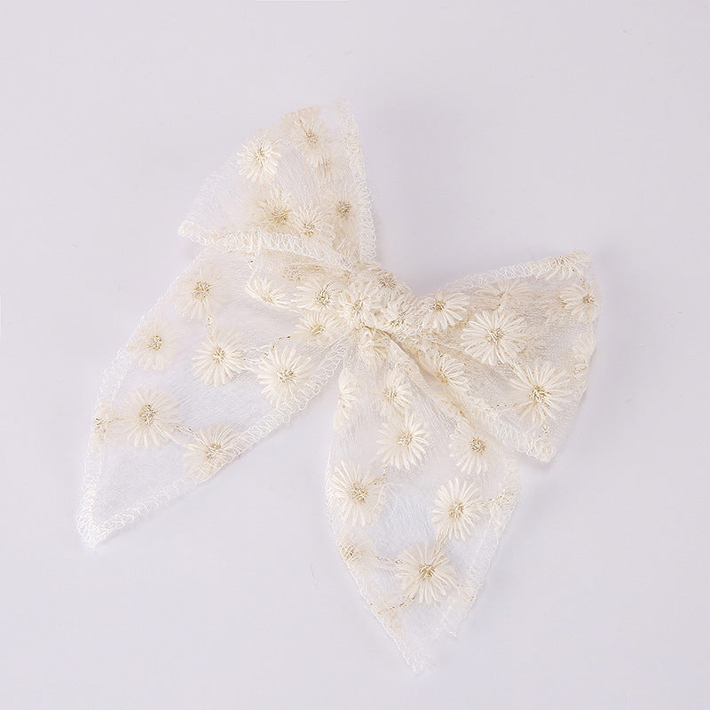 European And American Embroidery Printing Children's Bow Hairpin