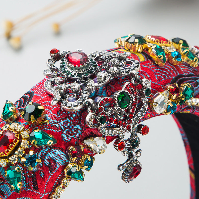 Embroidered Luxury Rhinestone Vintage Flower Headband