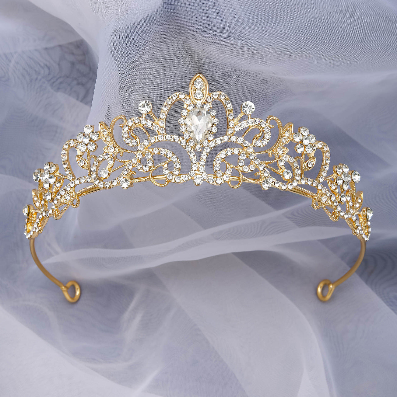 Electroplated Alloy Women's Semicircle Crown With Diamond