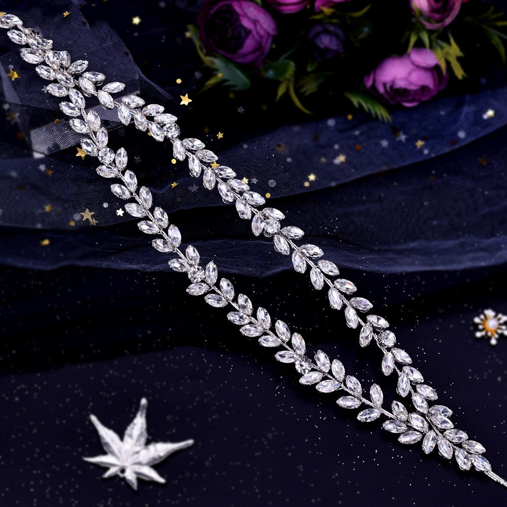 Bridal Headwear Silver Double Strand Rhinestone Headband Simple