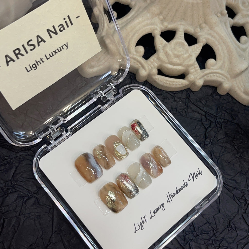 Arisa Nail Maillard Color Blooming Handmade Wear Light Luxury Handmade High Quality Nail Tip