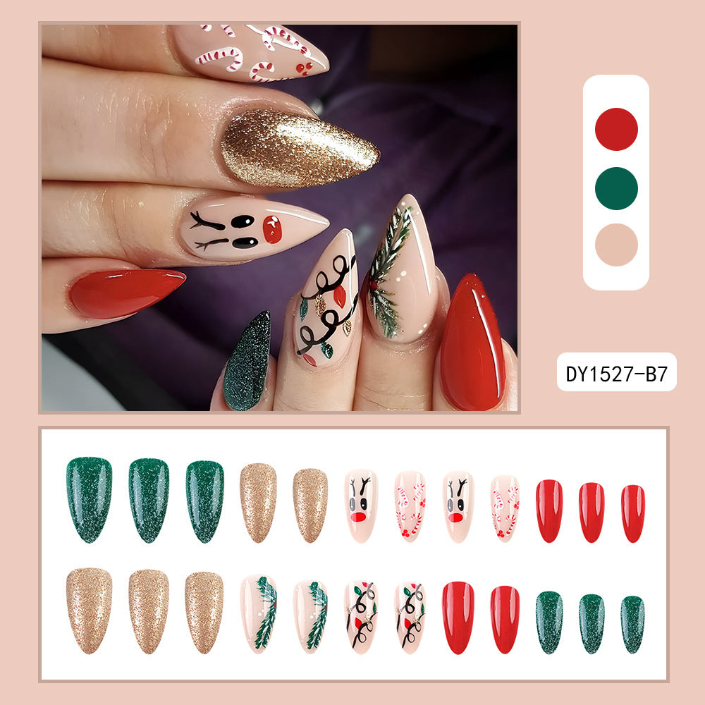 Christmas Wearable Candy Cane Elk Drop Shape Nail Sticker