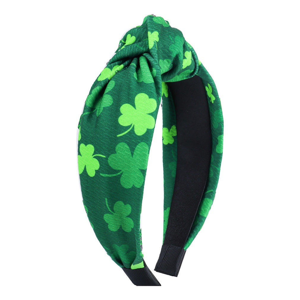 St Patrick's Holiday Clover Seersucker Knotted Hair Hoop
