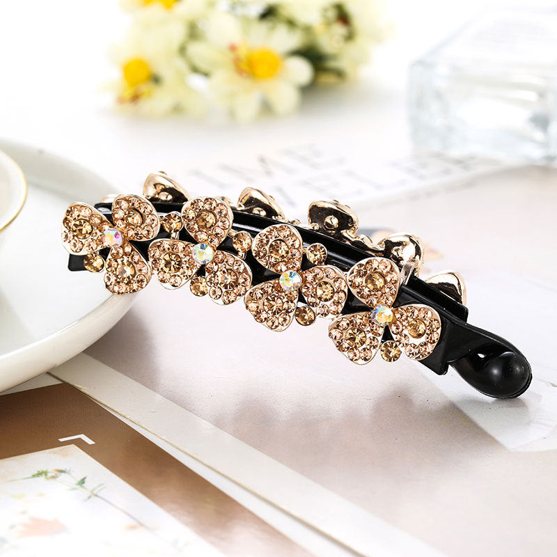 Women's Diamond Flower Banana Clip Fashion All-match Updo Ponytail Clip