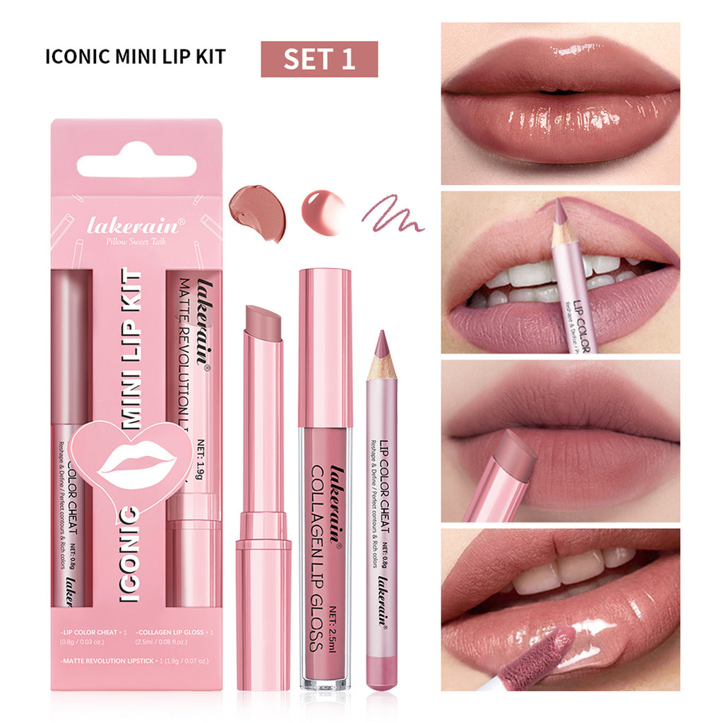 Three Lip Gloss Suit Lasting Waterproof Colorfast