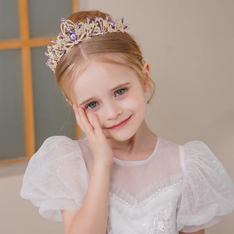 Children's Crown Headdress Simple Purple Rhinestone