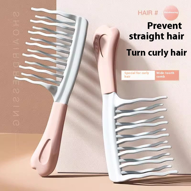 Double Row Big Tooth Hair Curling Comb Wide Tooth Non-knotted Shunfa Lady