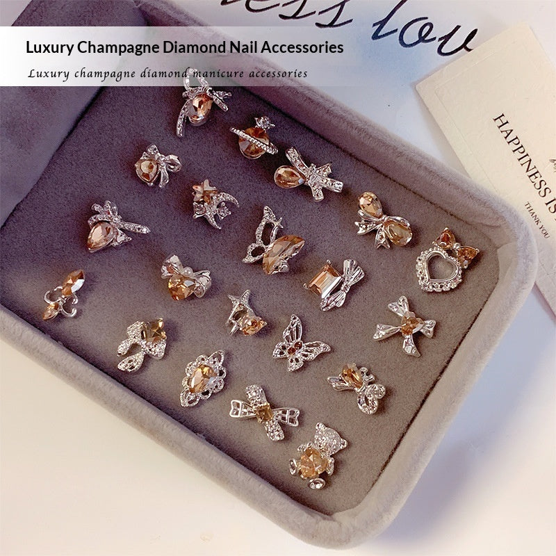 High-end, Luxe Champagne Nail Jewelry