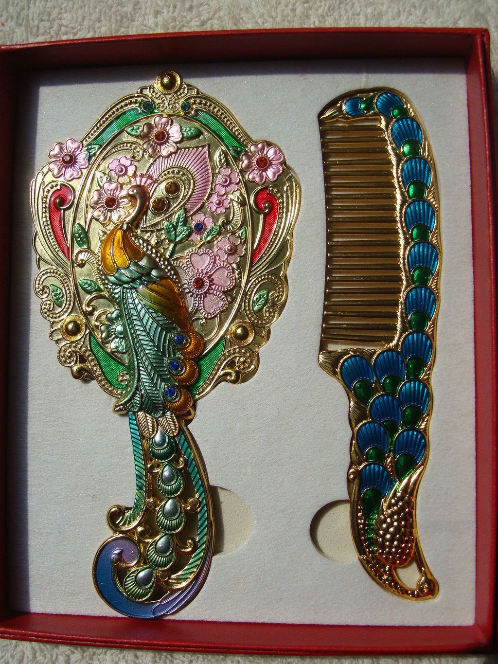 Portable Metal Handle Mirror Comb Suit