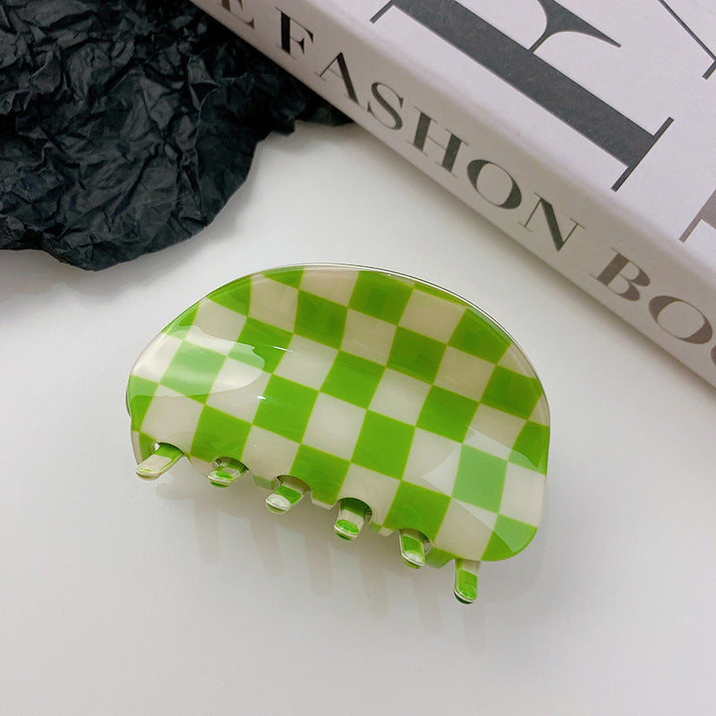 PVC Fashion Black And White Checkerboard Grip Clip Women