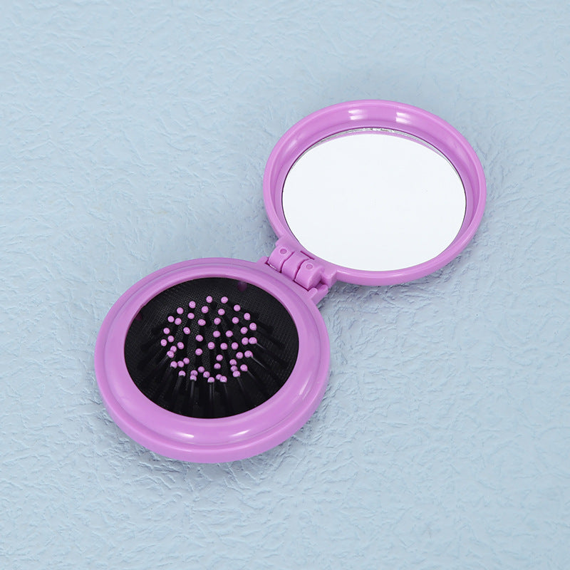 Macaron Mini 2-in-1 Folding Mirror Noodle Comb Airbag Comb