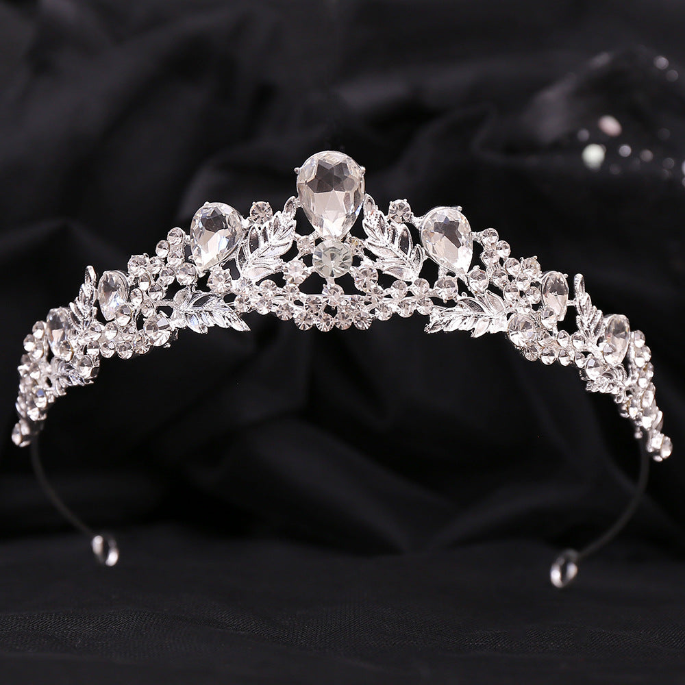 Bridal Headdress Alloy Rhinestone Leaves Small Crown