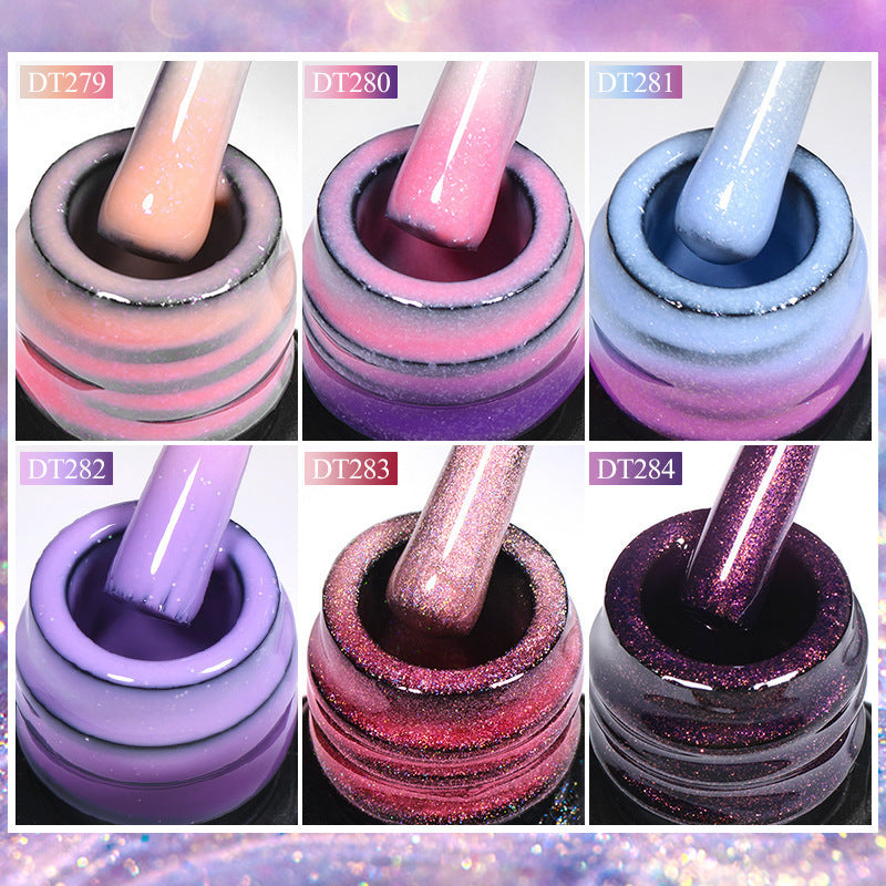 Shimmering Thermal Gel Fashion Nail Polish PU Protective Film For Nail Art