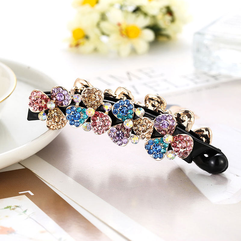 Women's Diamond Flower Banana Clip Fashion All-match Updo Ponytail Clip