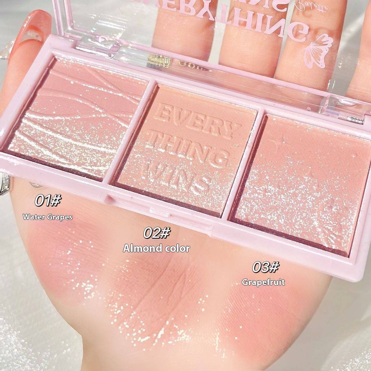 Everything Wins Secret Garden Gradient Three-color Pearlescent Blush Eye Shadow