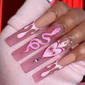 French Water Drop Snake Pattern Nail Tip