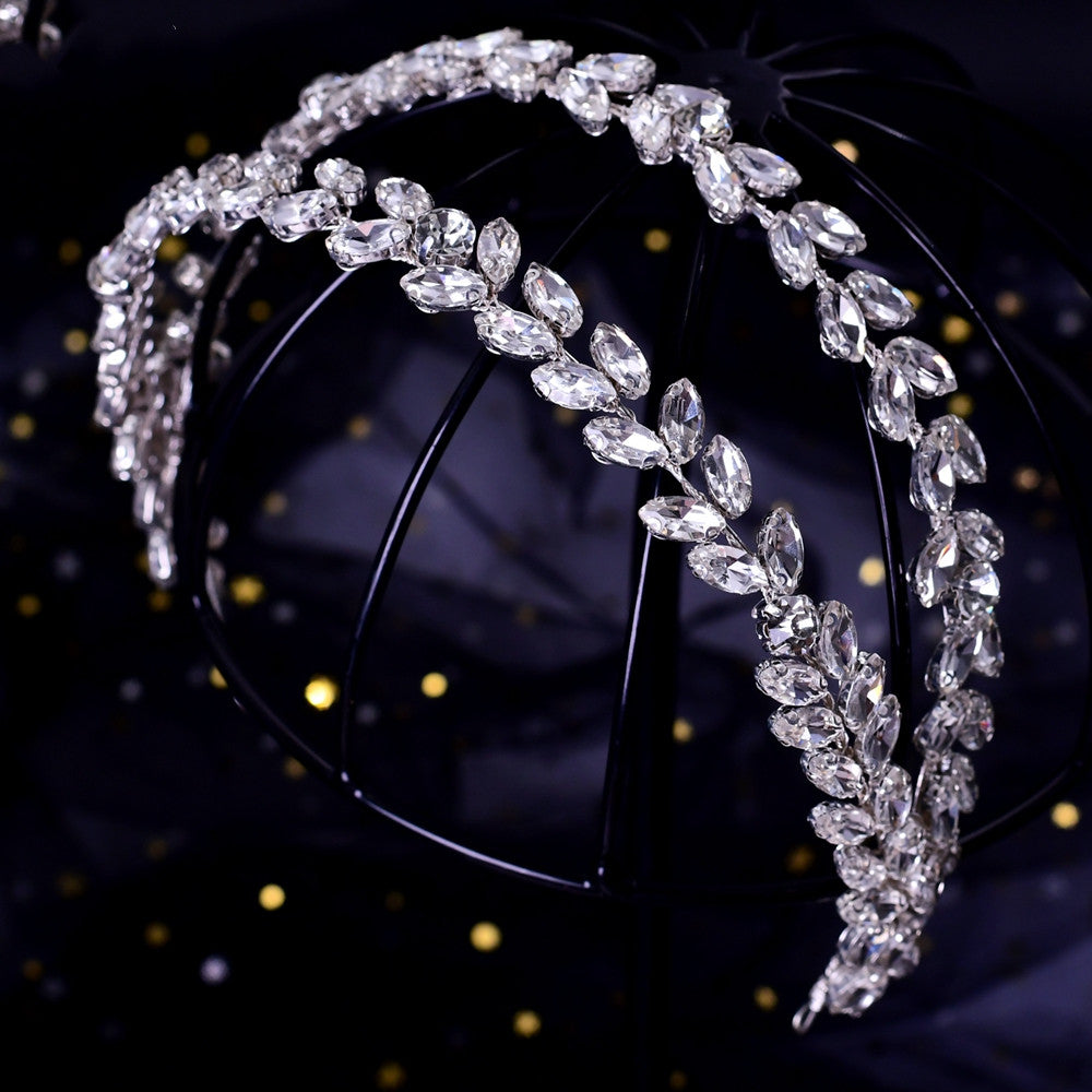 Bridal Headwear Silver Double Strand Rhinestone Headband Simple