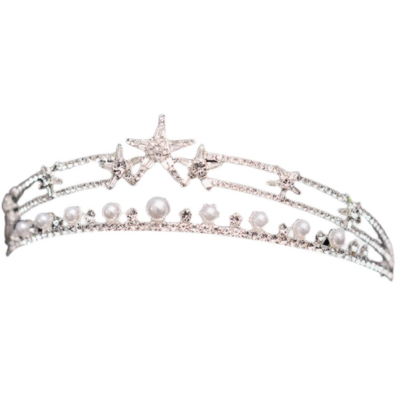 Women's Simple Elegant Pearl Crown Rhinestone Headband