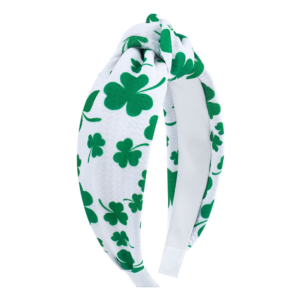 St Patrick's Holiday Clover Seersucker Knotted Hair Hoop