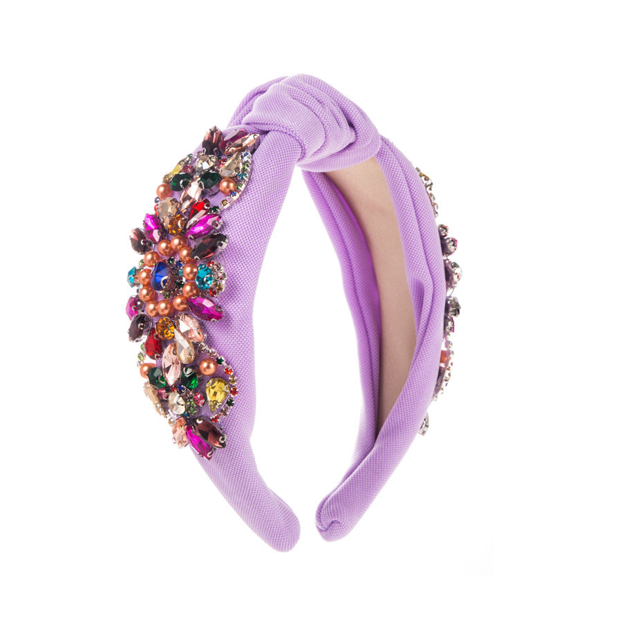 Fashion Baroque Heavy Industry Inlaid Glass Drill Pearl Headband