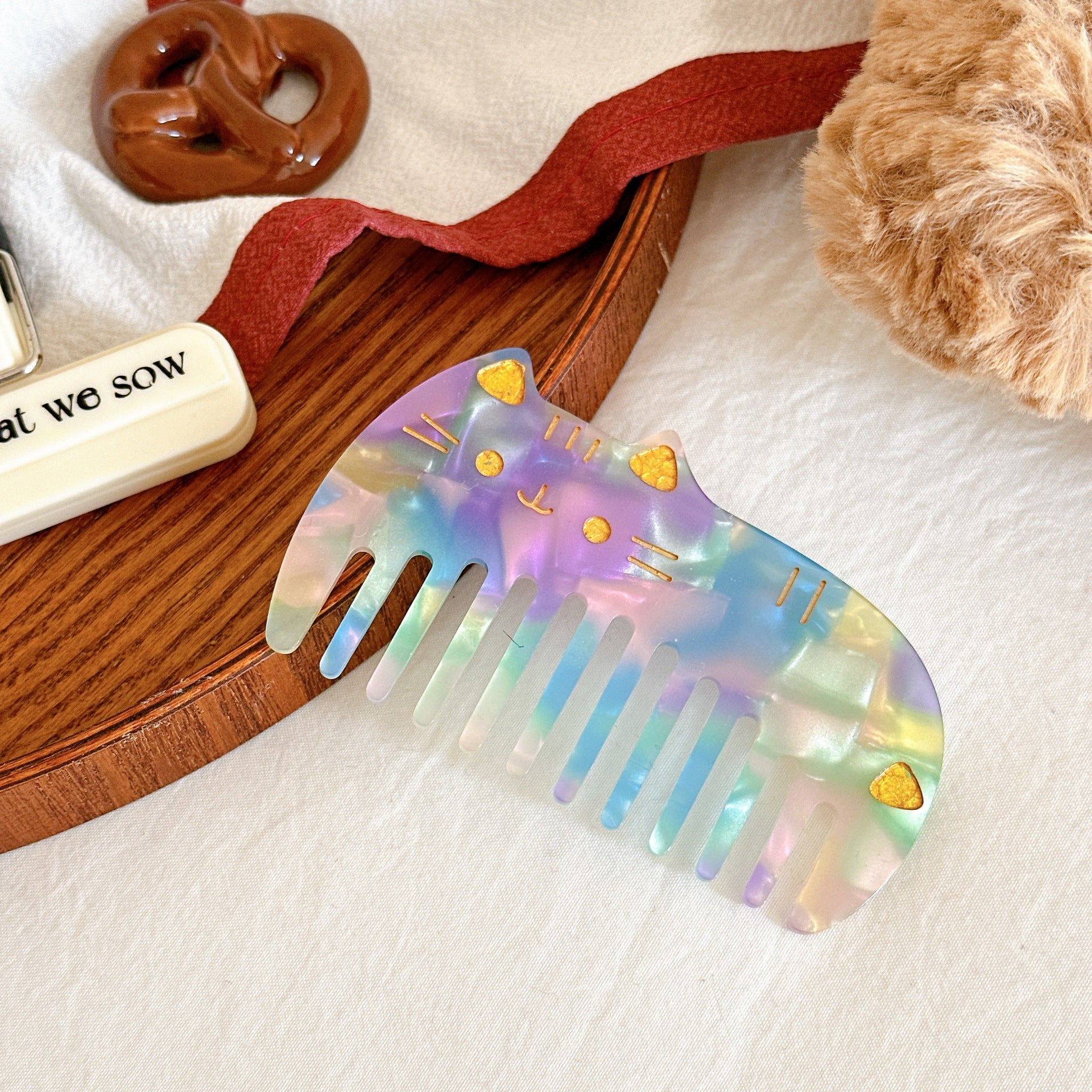 Retro Acetate Portable Cute Cat Comb