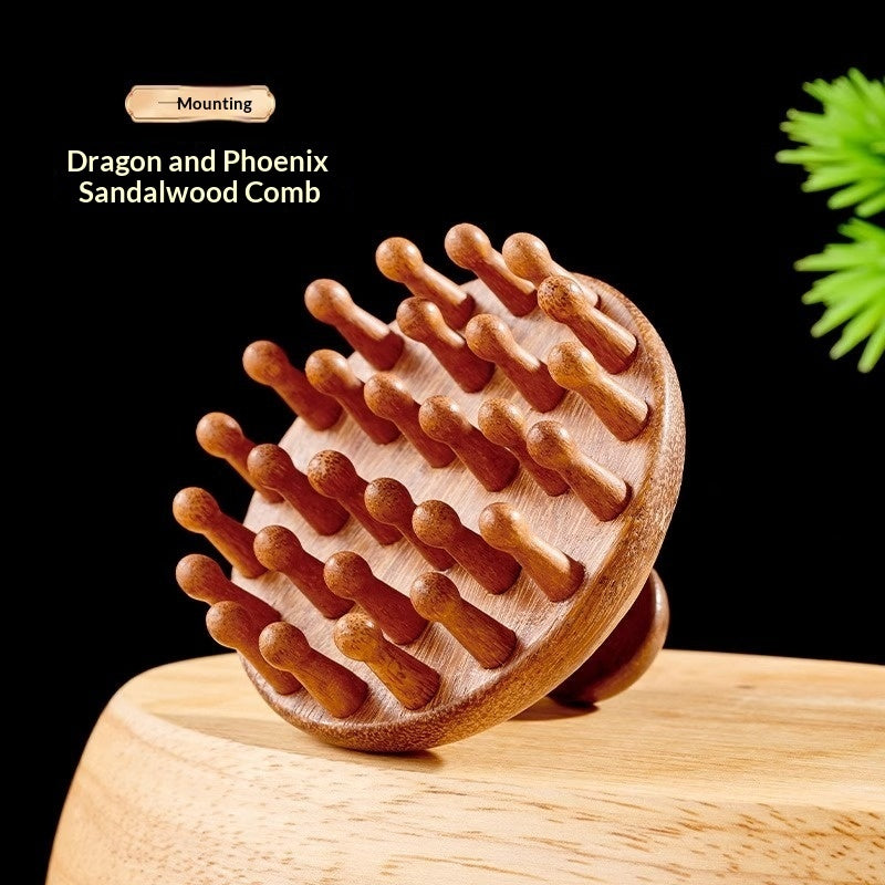 High-end Sandalwood Round Massage Comb For The Head And Scalp Meridians