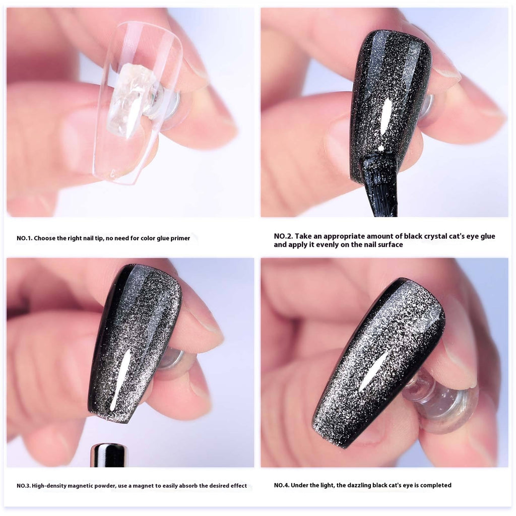 Misscheering Extremely Black Spar Cat's Eye Flashing Dark Fairy Style Nail Polish