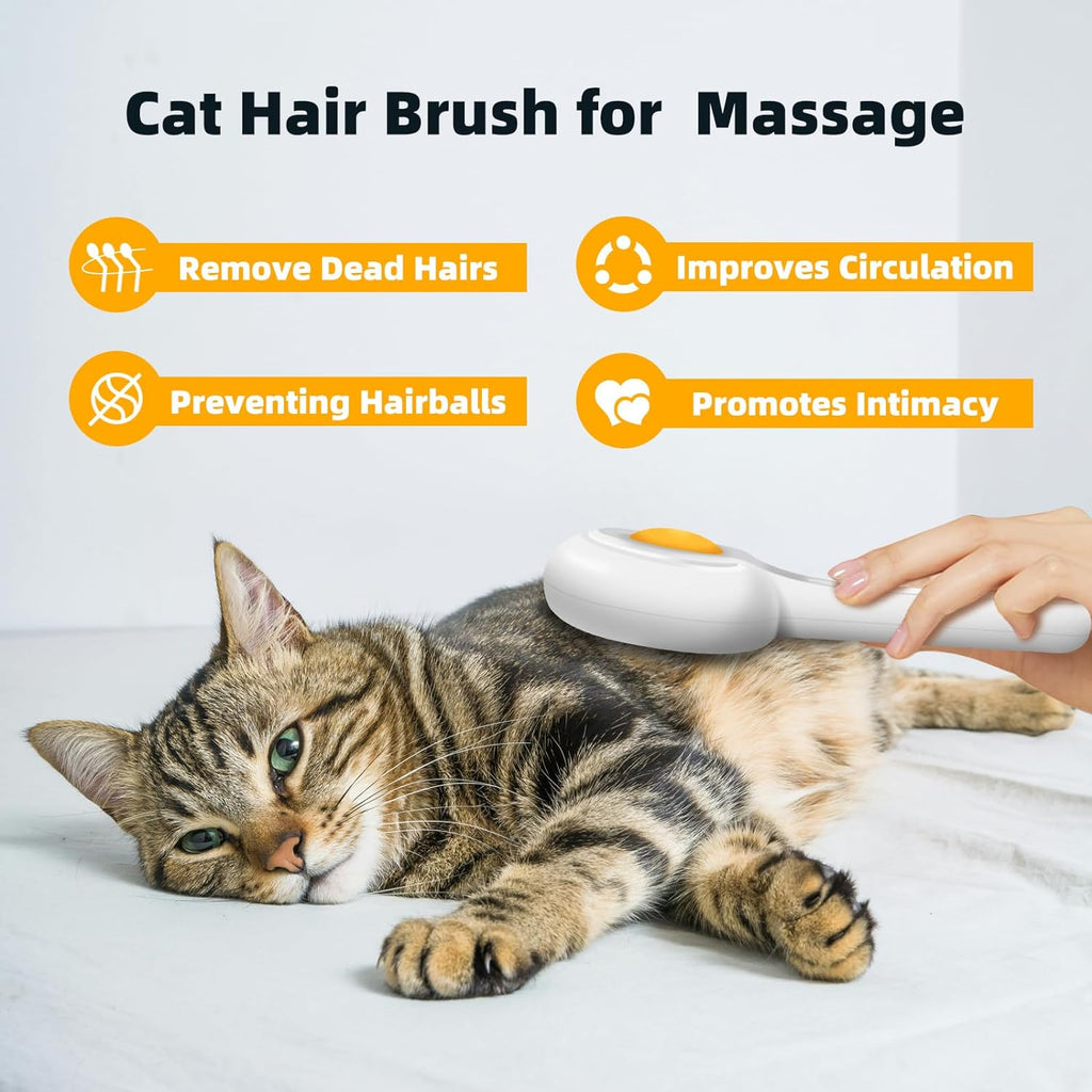 Cat Brush With Release Button Cat Brushes For Indoor Cats Shedding Cat Hair Brush For Long Or Short Haired Cats Cat Grooming Brush Cat Comb For Cat Dog Massage Self Cleaning Brush Removes Loose Fur