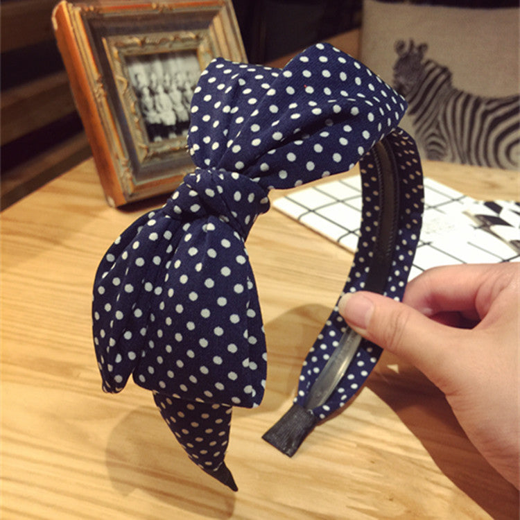All-match Fabric Plaid Big Bow With Teeth Headband