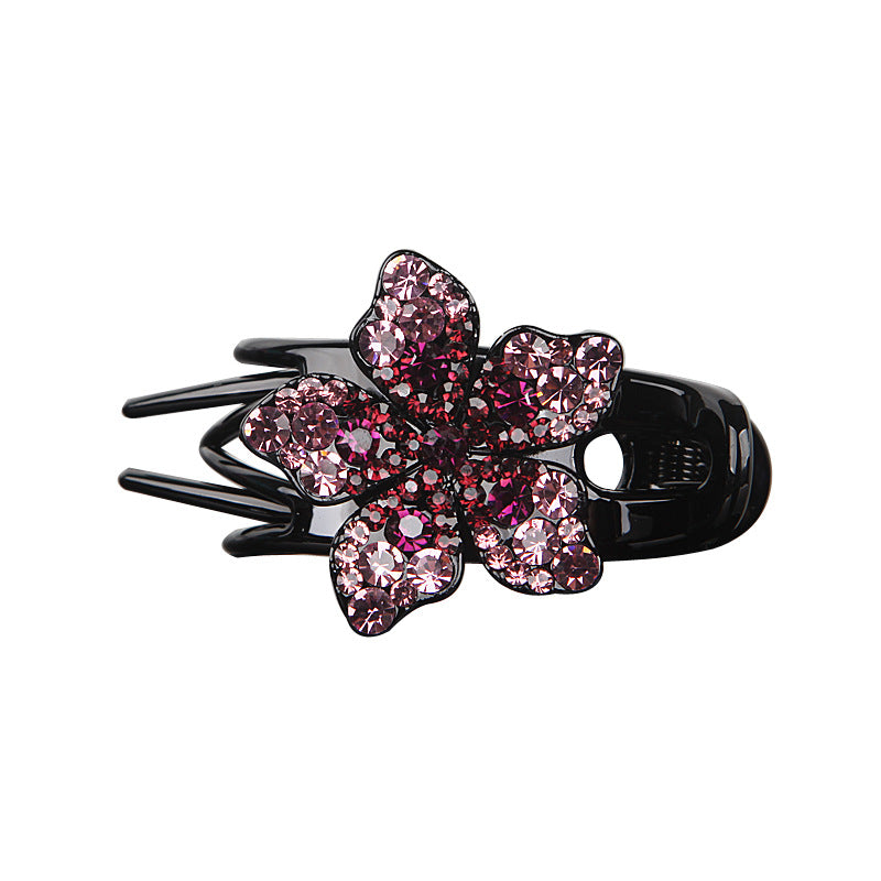 Barrettes Back Head Three-jaw Clamps Rhinestone Flower