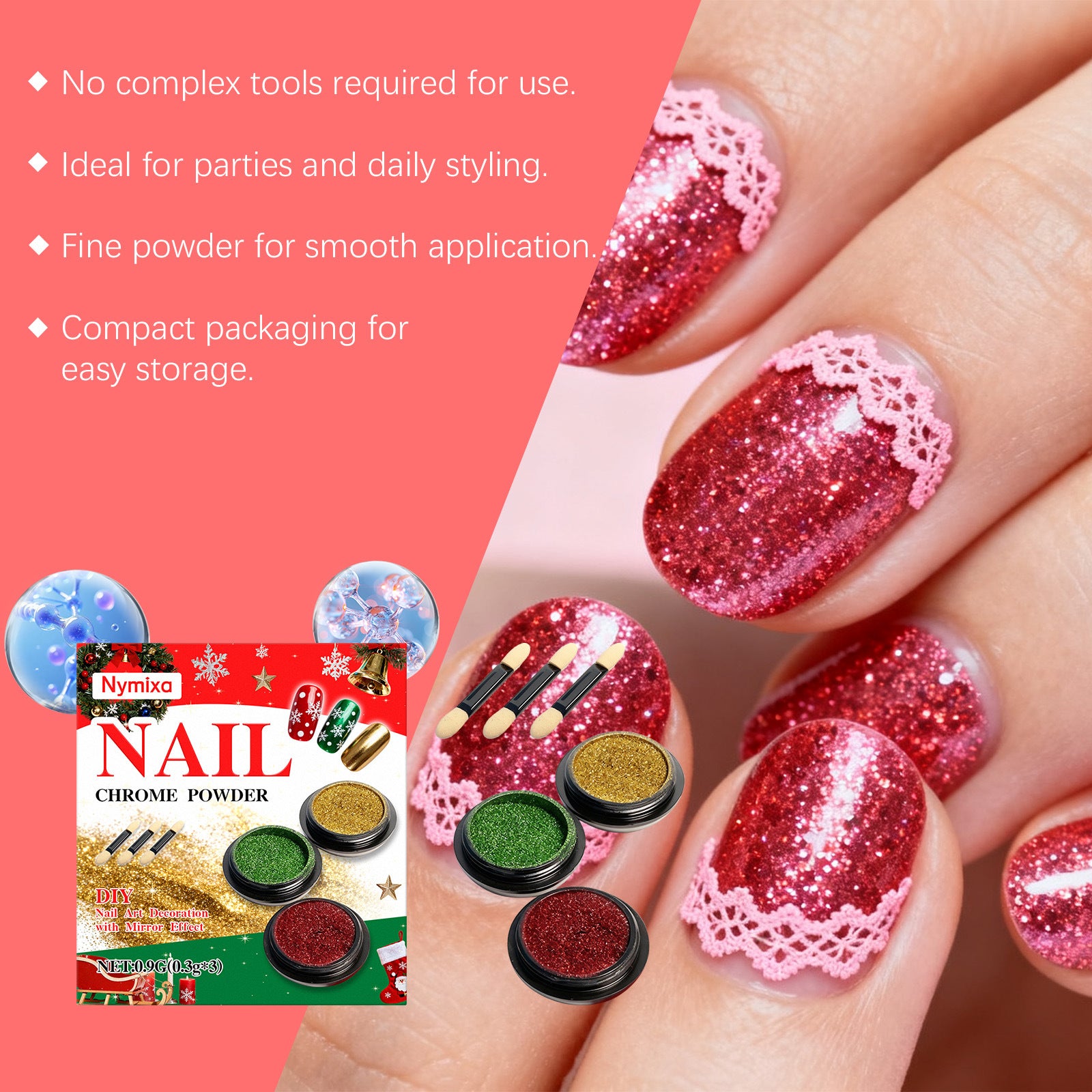 Nymixa Magic Mirror Glitter Nail Art Kit Nail Art Decorations