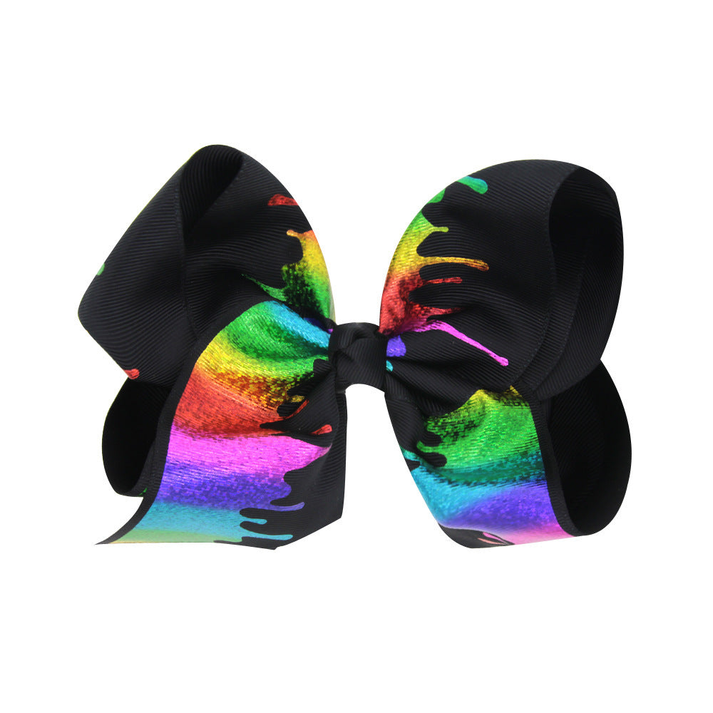 8 Inch Kids Big Bow Bronze Heart Hair Clip