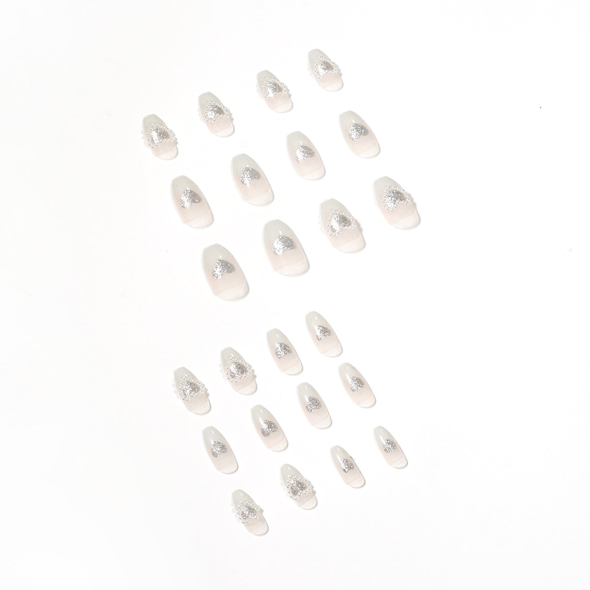 Elegant Gradient Gray Peach Heart Pearl Wear Finished Nail Beauty Removable Nail Tip