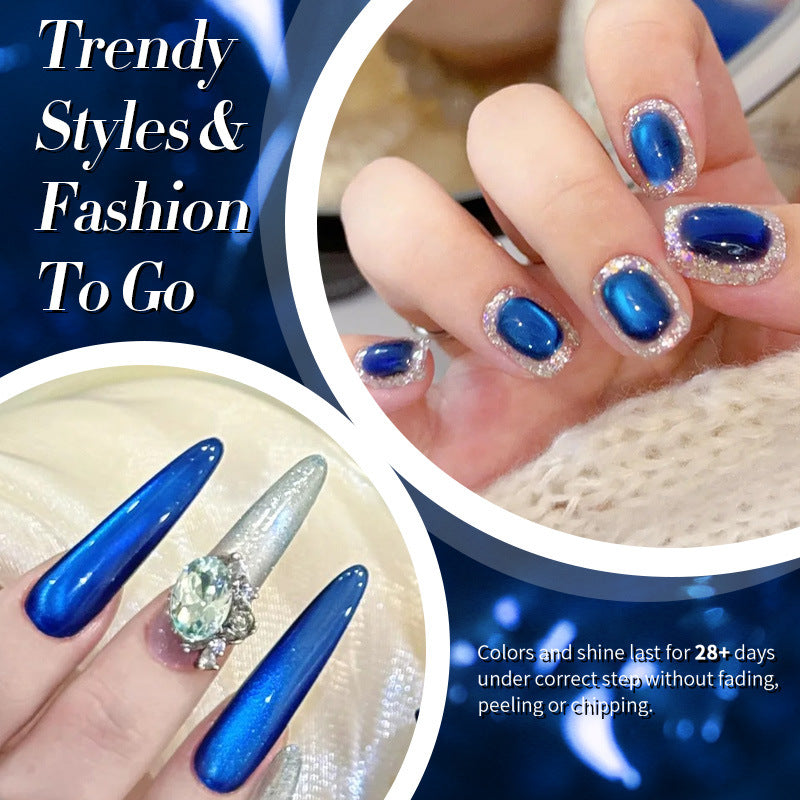 Born Pretty Blue Color Light Cat Eye Polarized Shifting Sand Eye Nail Polish Gel