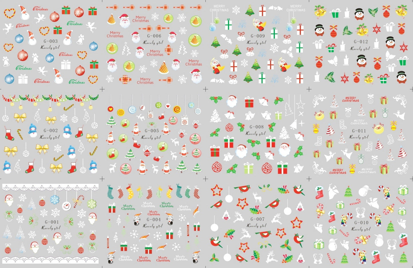 Ladies Christmas Nail Sticker Full Style