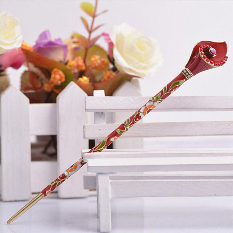 Antique Chinese Headdress Cloisonne Lady's Hairpin