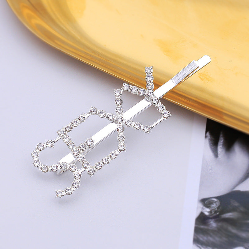 Letter Side Clip Bangs Rhinestone
