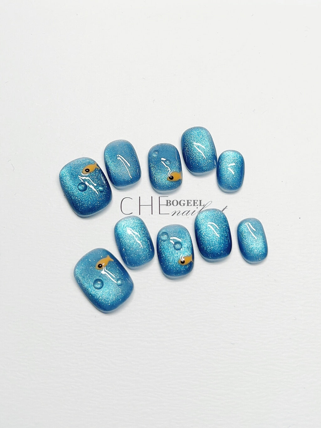 Chebogeel Blue Light Rain White Finished Product Nail Tip