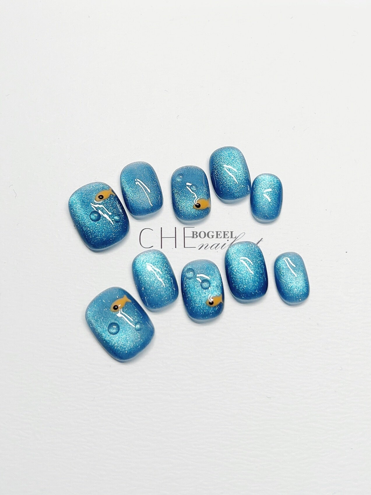 Chebogeel Blue Light Rain White Finished Product Nail Tip