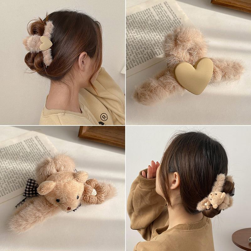Plush Female Bowknot Big Shark Grab Clip At The Back Of The Head