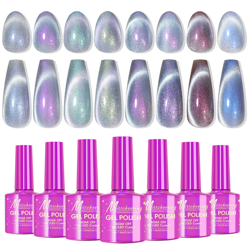 Misscheering Polar Day Crystal Cat's Eye Dazzling Magic Color Nail Polish