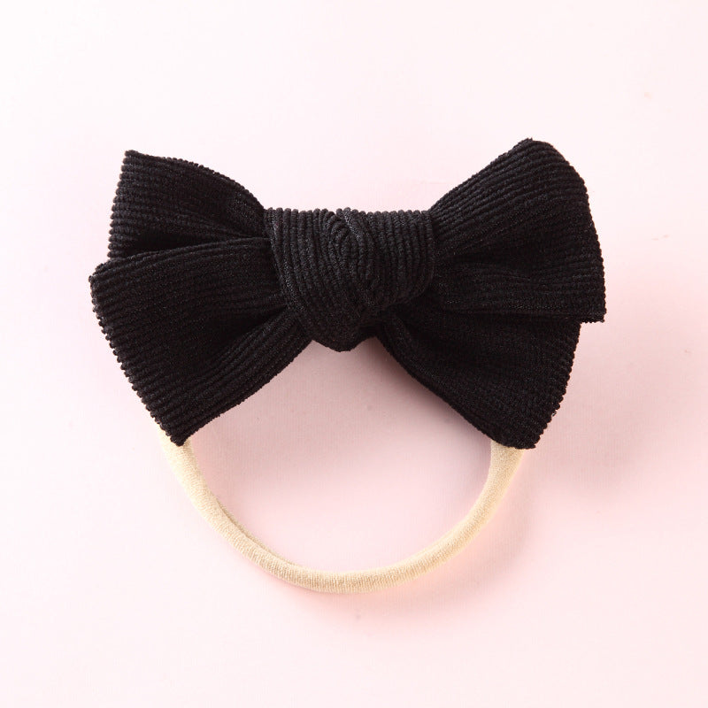 Elastic Nylon Hair Rope 17 Colors Corduroy Bow Baby Hair Tie