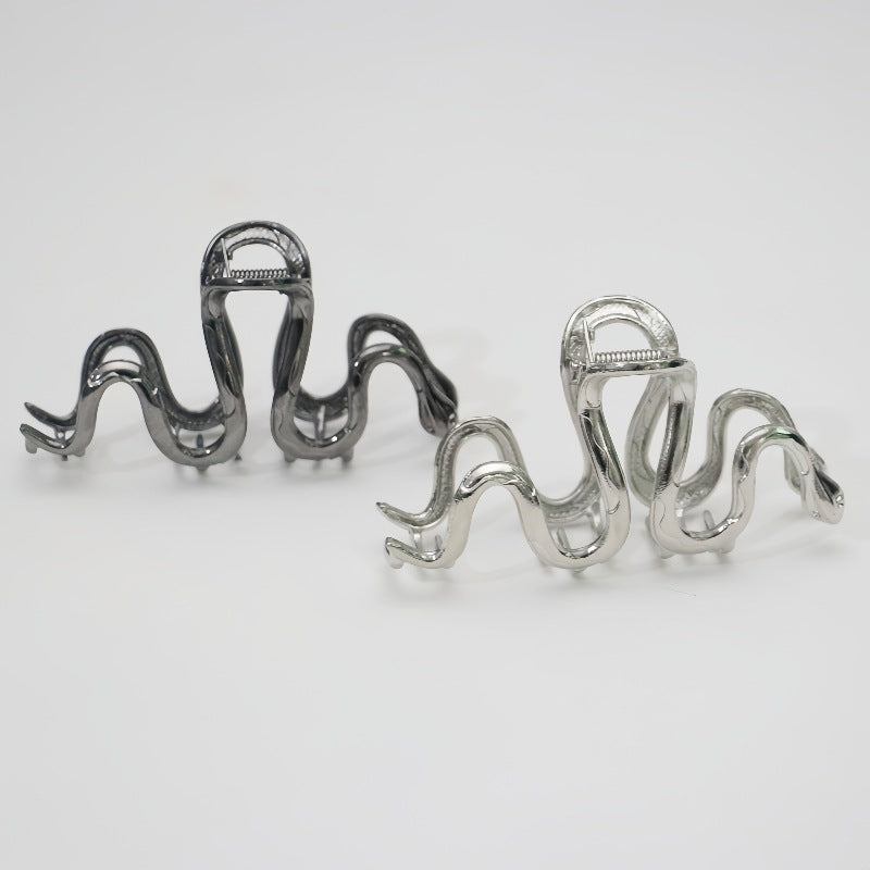 Slytherin Serpentine Metal Silver Barrettes