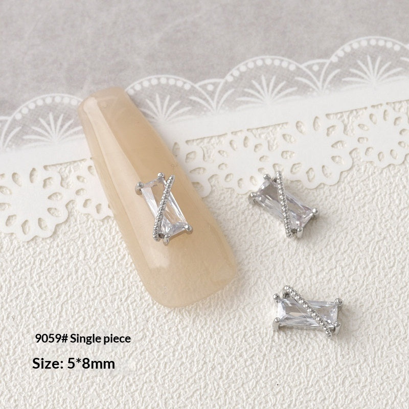 Silver Zircon Bow Nail Art Accessories