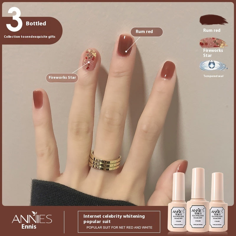 Annies Ennis Women's Three-color New Ice Jelly Nude Color Gel Nail Polish Suit