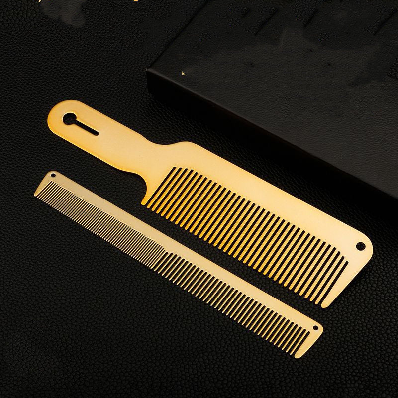 Hair Salon Haircut Flat Head Men's Oil Gold Ultra-thin Hairdressing Double-sided Steel Comb