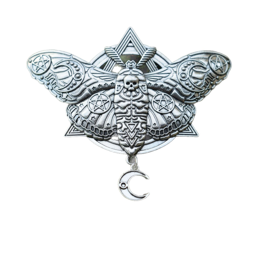 Retro Gothic Moth And Moon Pendant Hairpin