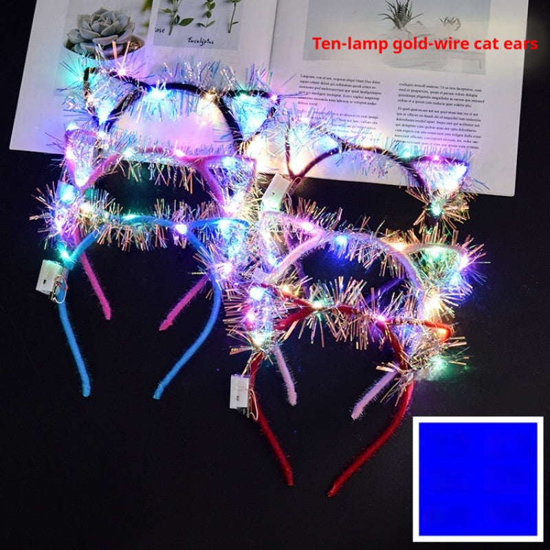 Glowing Headdress Antlers Headband Rabbit Ear Garland With Light