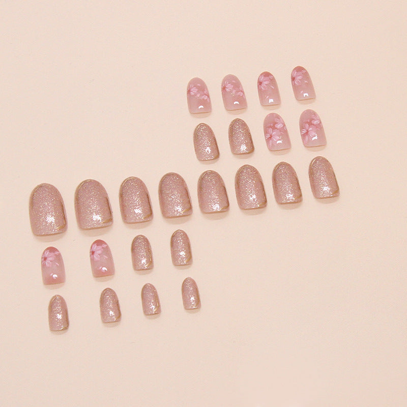 W1739 Short Oval Nail Polish Flower
